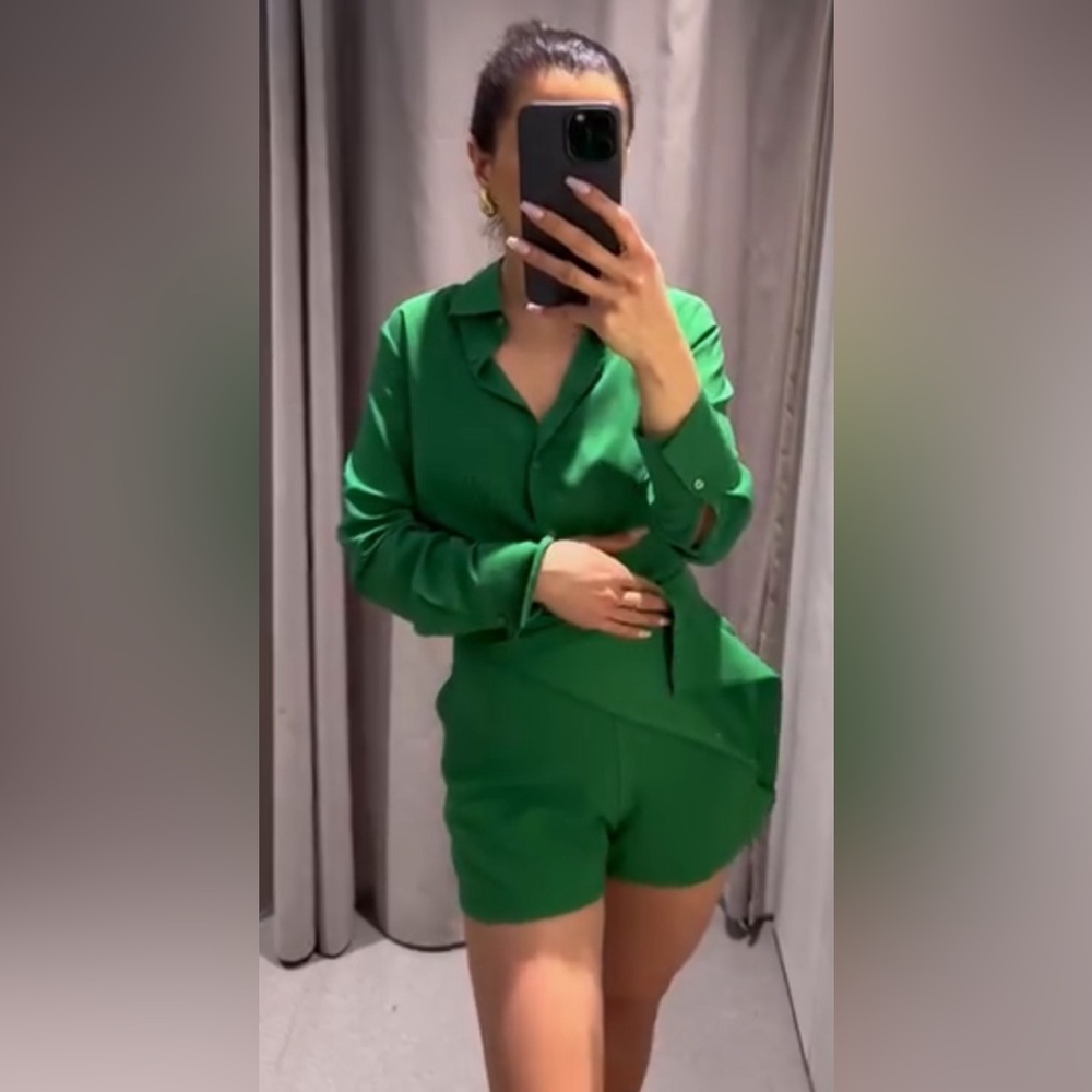 Zara Wrap Front Skort Green - Picture 11 of 13